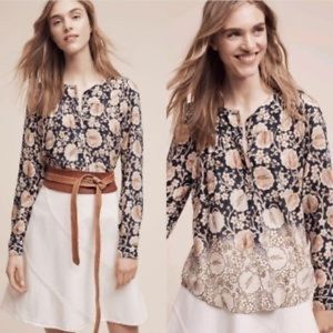 Anthropologie Maeve Orli Bibbed Buttondown EUC 6